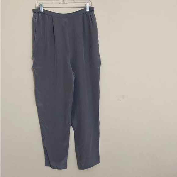 Diane Milgan Gray Pants trouser silk pull on elastic waist lagenlook soft M Y2K - Picture 1 of 7